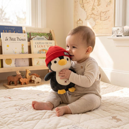 doudou pingouin chapeau rouge compagnon calin