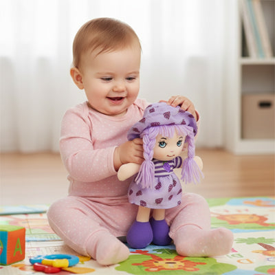 doudou poupee de chiffon violet raisin