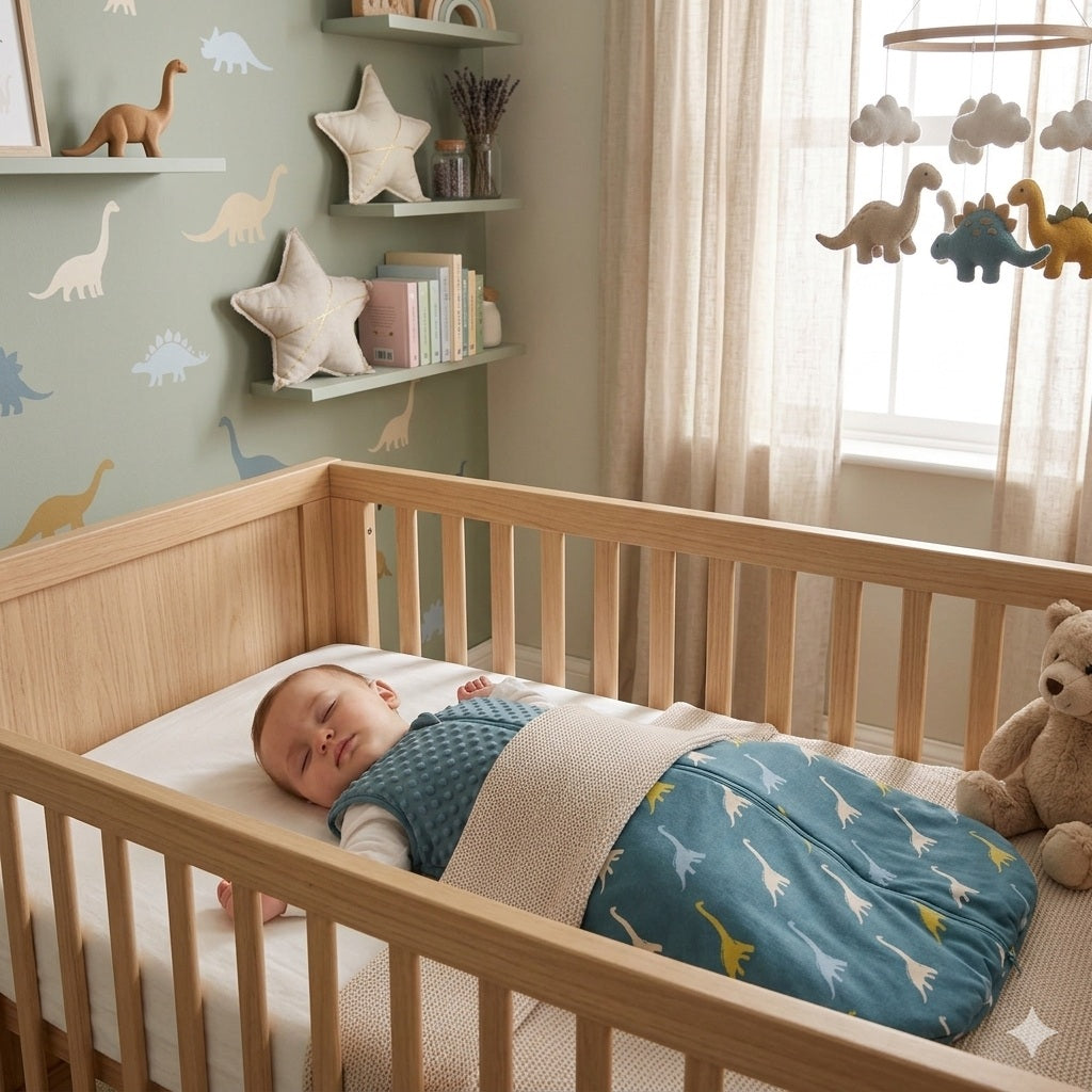 gigoteuse bebe bleu dinosaure sommeil paisible