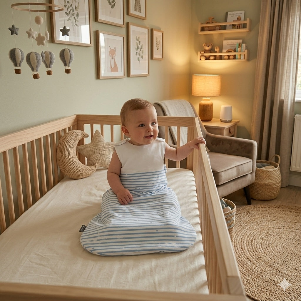 gigoteuse bebe bleu rayure confortable