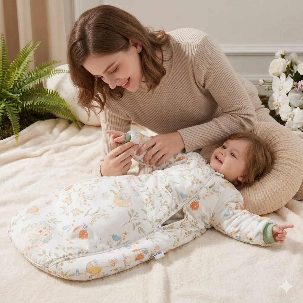 gigoteuse bebe hiver vert fleuri installation facile