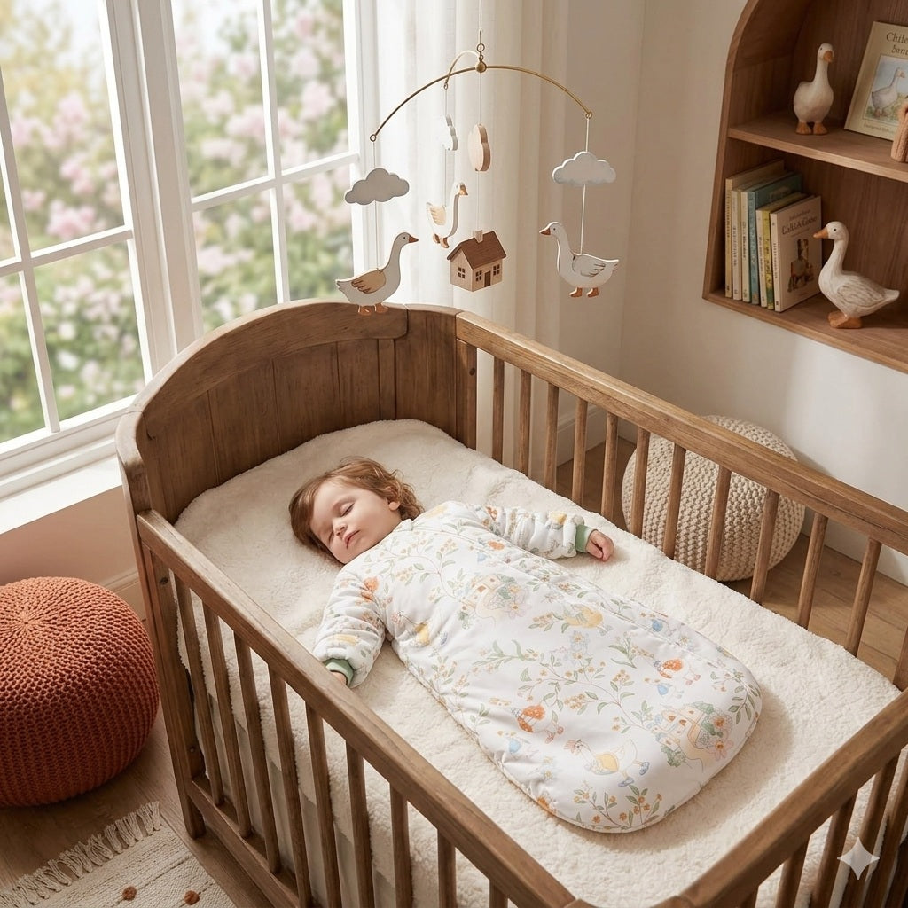 gigoteuse bebe hiver vert fleuri sommeil paisible