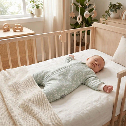gigoteuse bebe hiver vert gazon dormir paisiblement