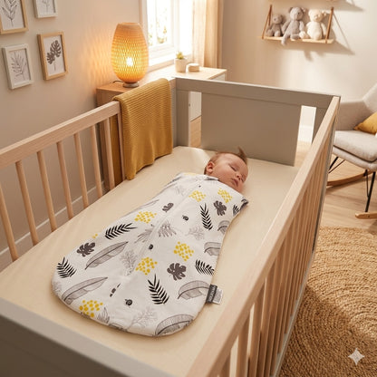 gigoteuse ete bebe gris feuilles douillette