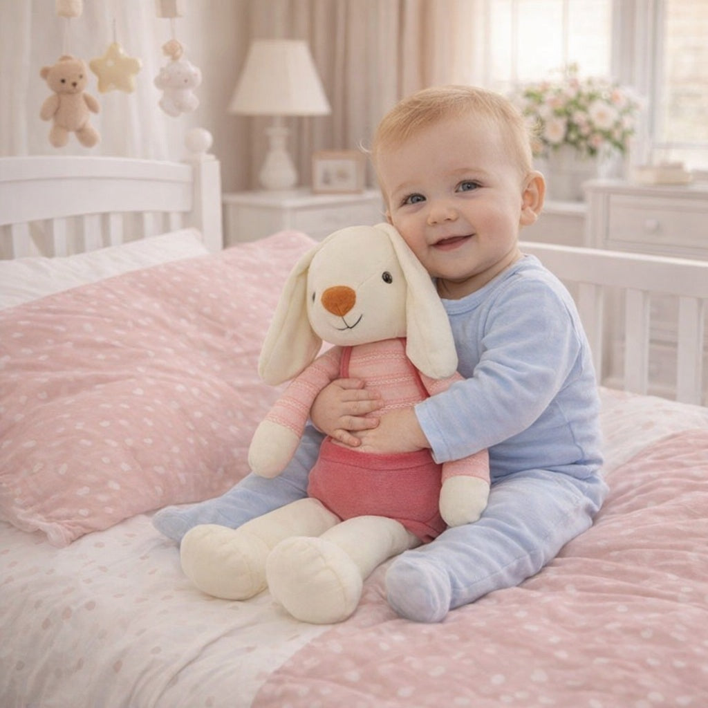 lapin doudou rose compagnon chaleureux