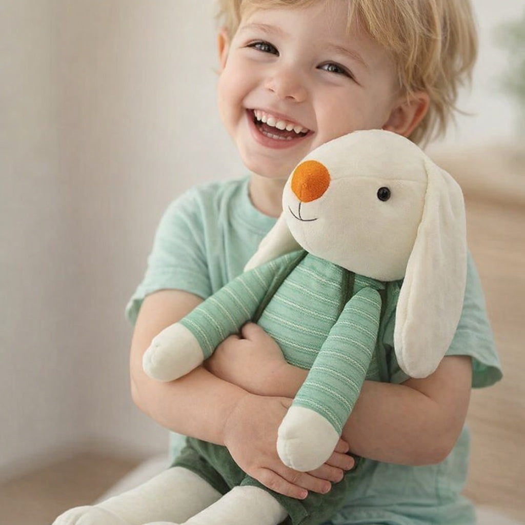 lapin doudou vert compagnon chaleureux