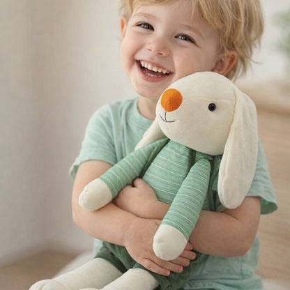 lapin doudou vert compagnon chaleureux