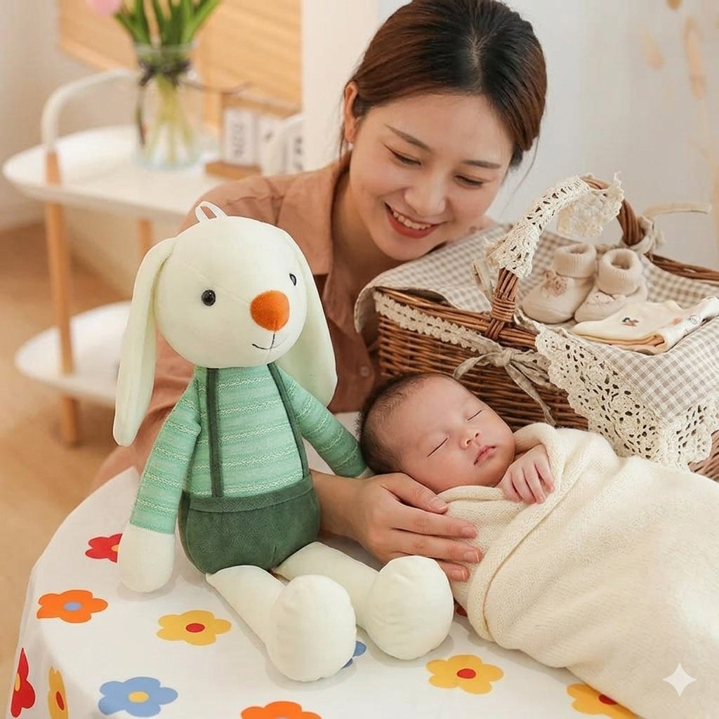 lapin doudou vert compagnon doux