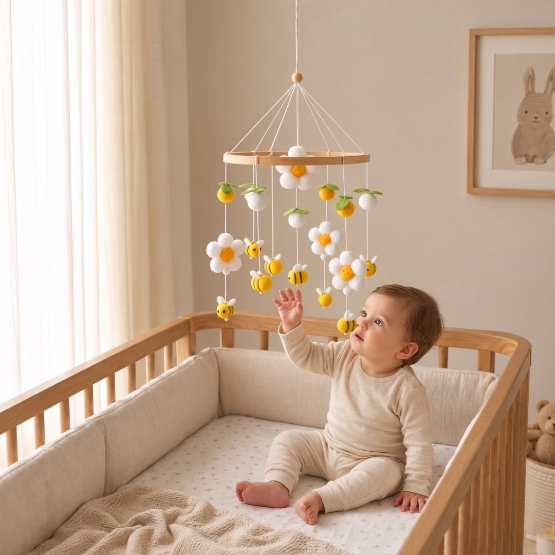 mobile bebe abeille jaune compagnon chaleureux
