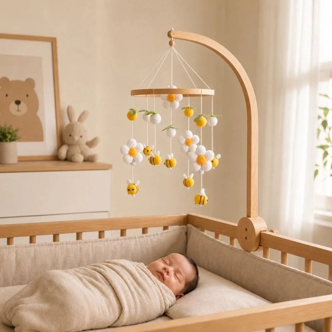 mobile bebe abeille jaune compagnon rassurant
