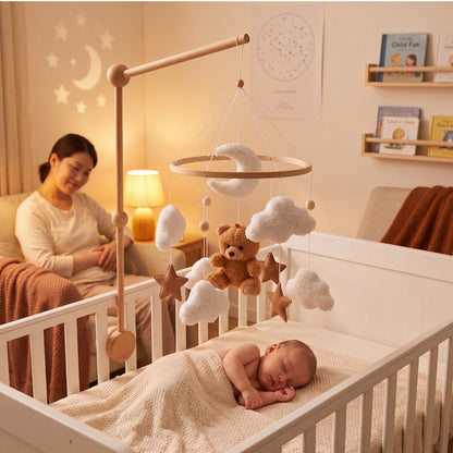 mobile bebe ours brun dormir bercer