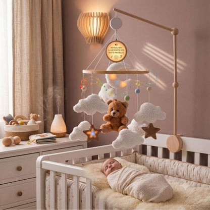 mobile bebe ours brun sommeil reconfortant