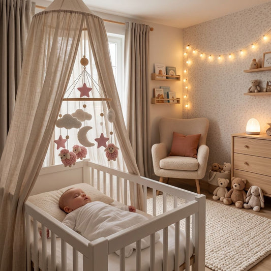 mobile lit bebe mouton rose apaisant