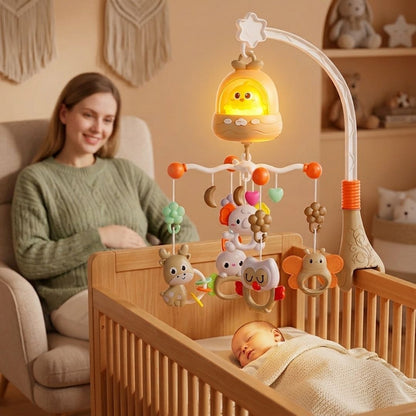mobile musical bebe jaune dormir rassurer
