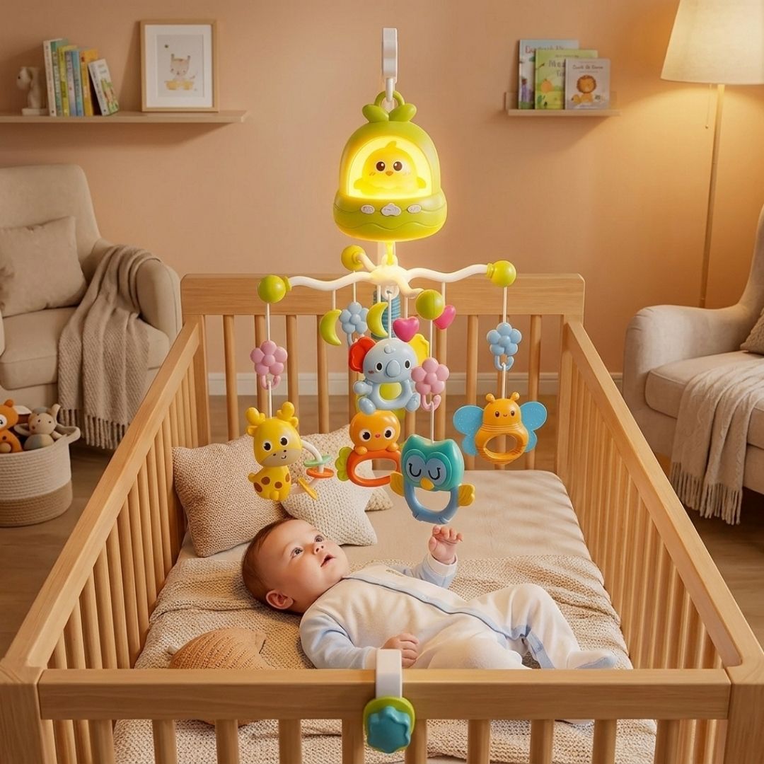 mobile musical bebe vert bon compagnon