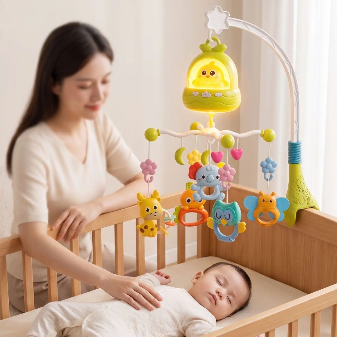 mobile musical bebe vert doux sommeil