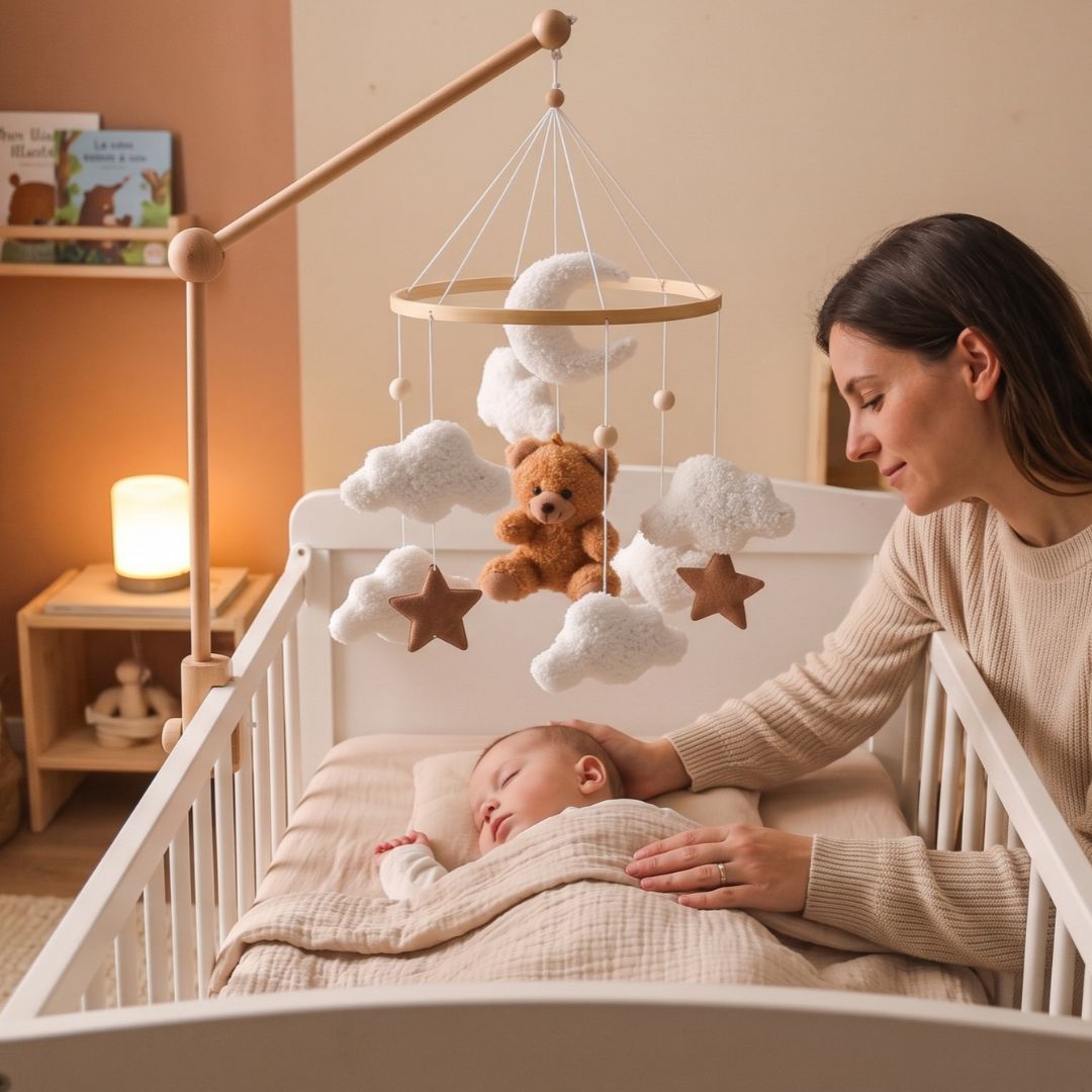 mobile pour bebe ours marron doudou compagnon apaisant