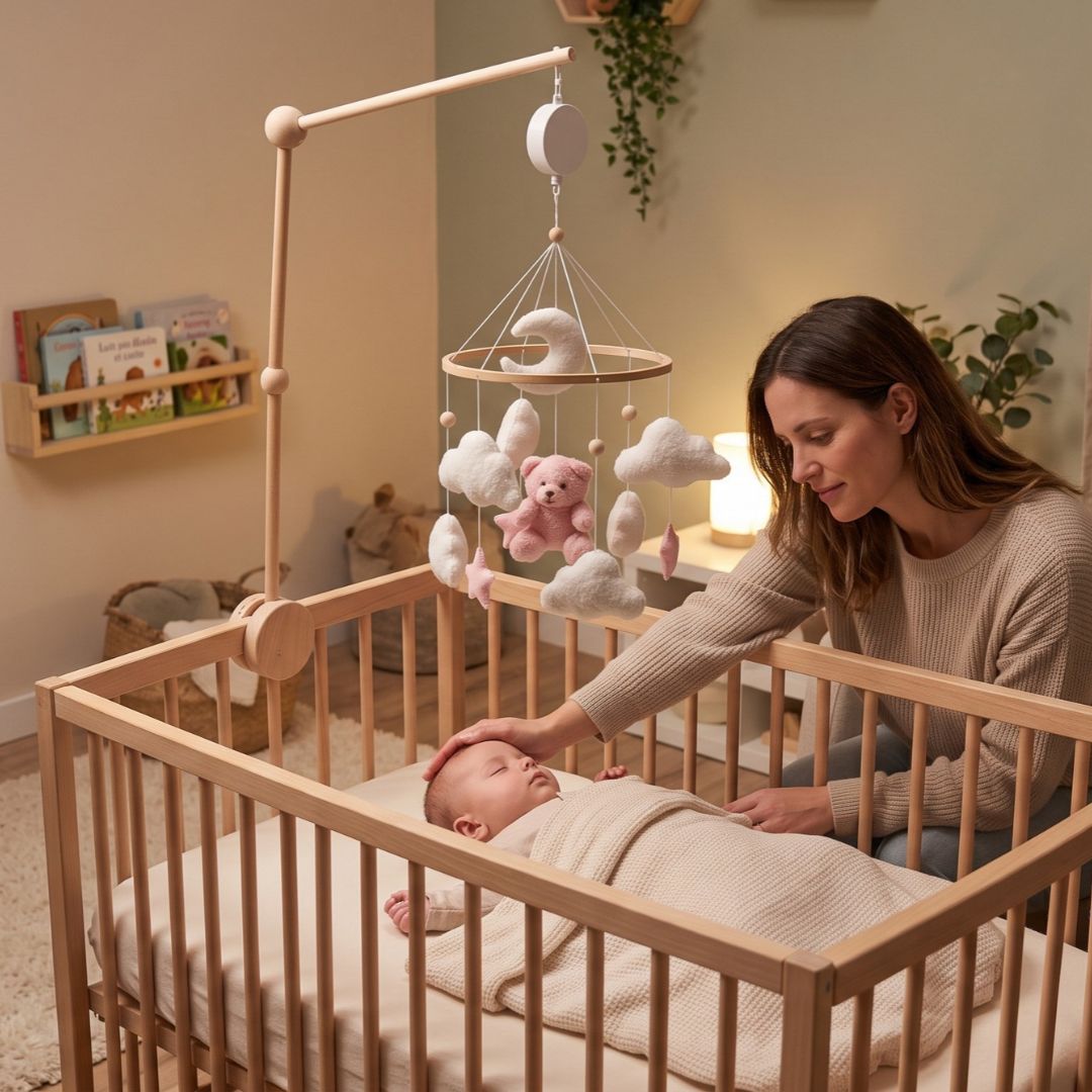 mobile pour bebe ours rose doudou ami rassurant