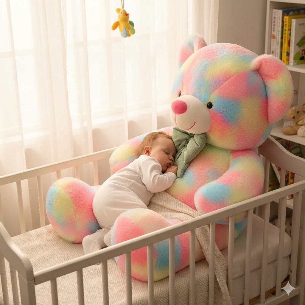 ours en peluche geant arc en ciel refuge douillet