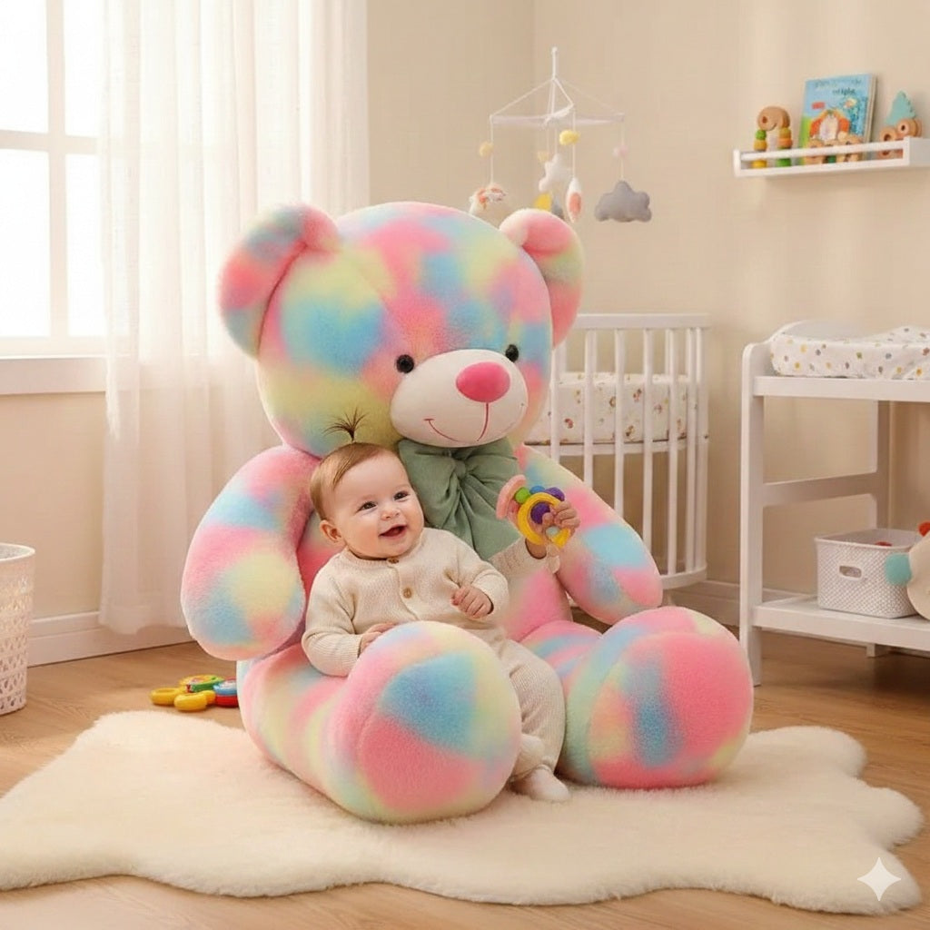 ours en peluche geant arc en ciel refuge moelleux