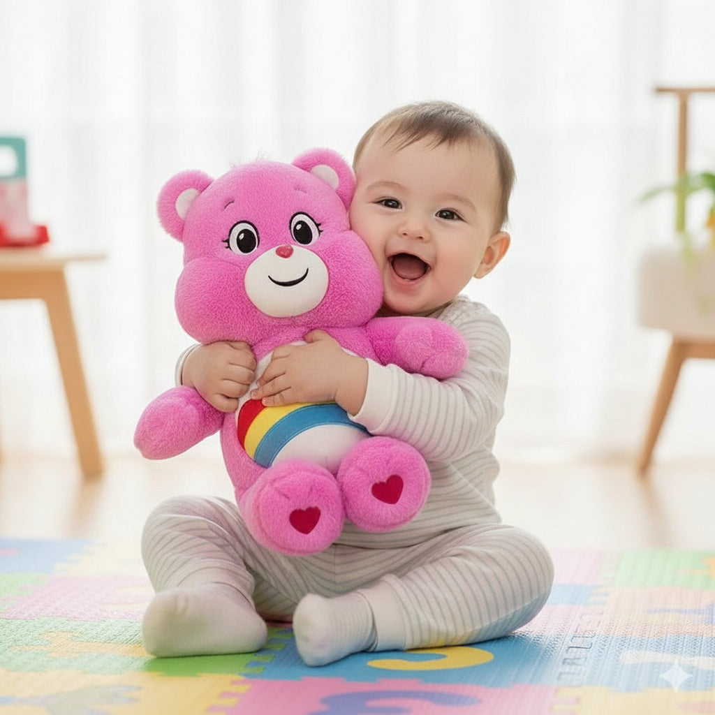 ours peluche rose calin chaleureux