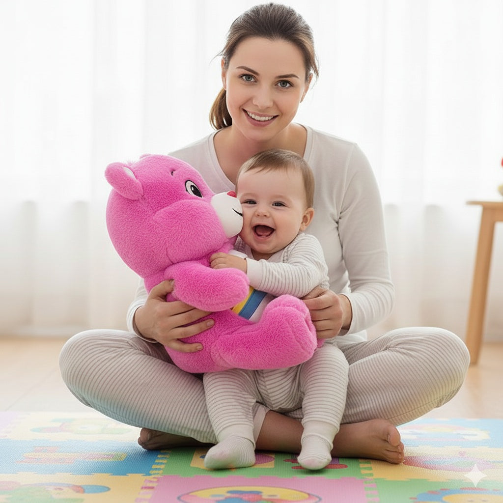 ours peluche rose nid douillet reconfortant