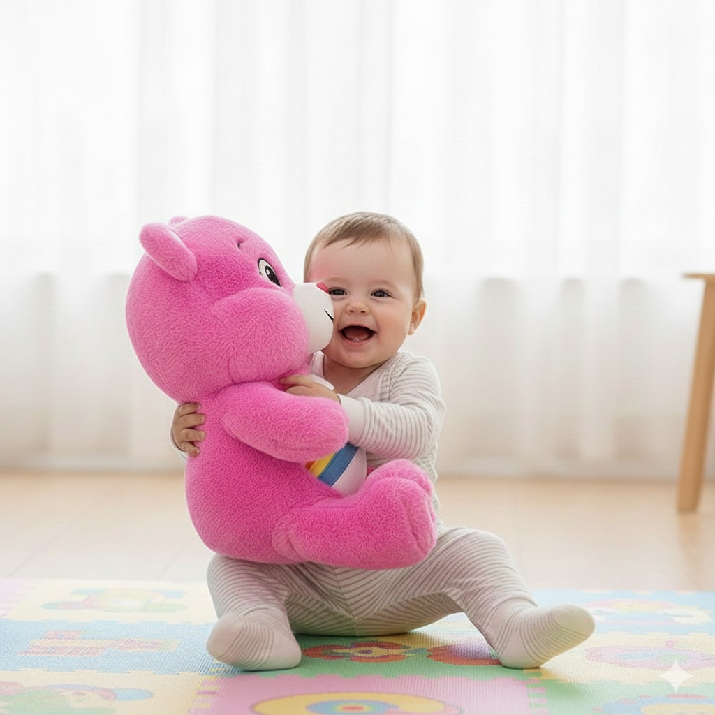 ours peluche rose repere affectif