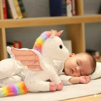 peluche en licorne blanche dormir paisiblement