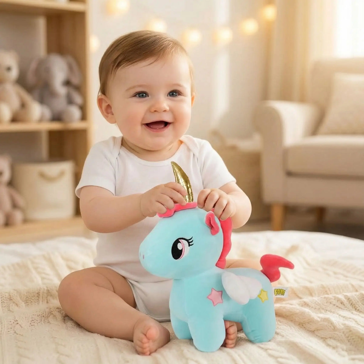 peluche en licorne bleu ami silencieux