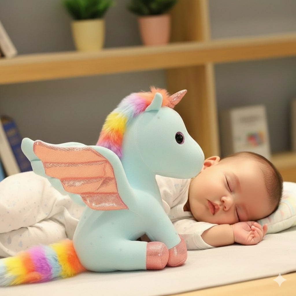 peluche en licorne bleu calin parfait