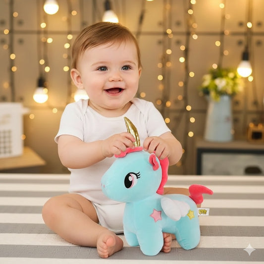 peluche en licorne bleu soutien affectif