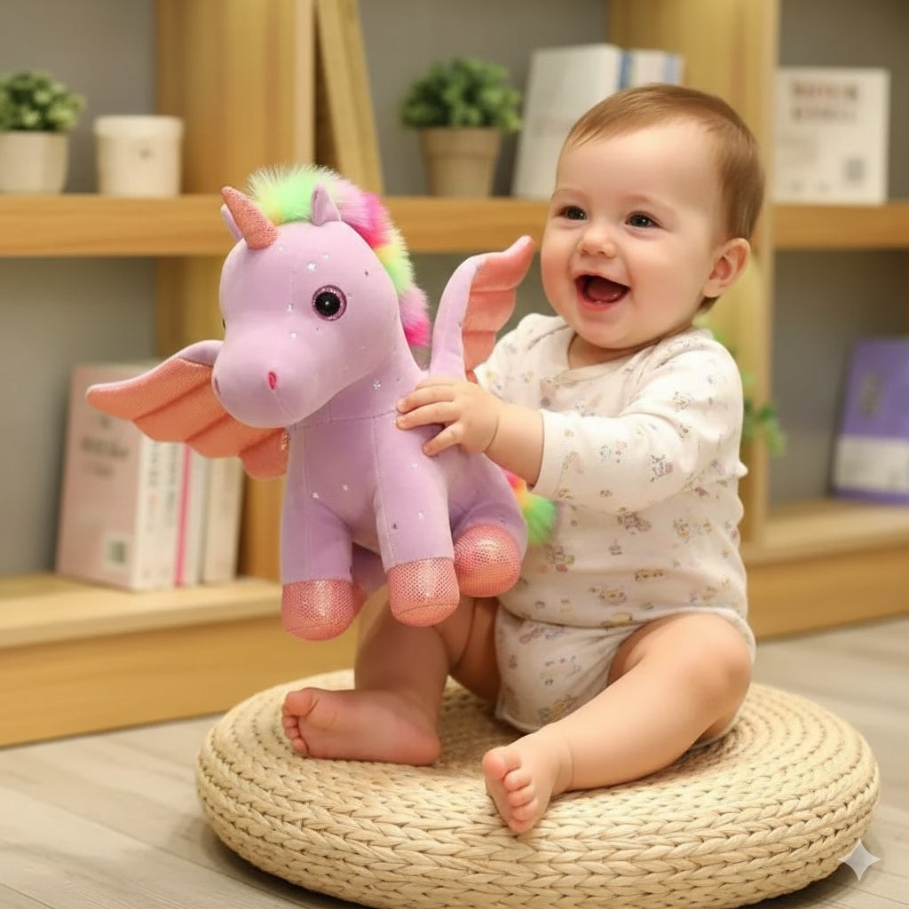 peluche en licorne violet compagnon emotionnel