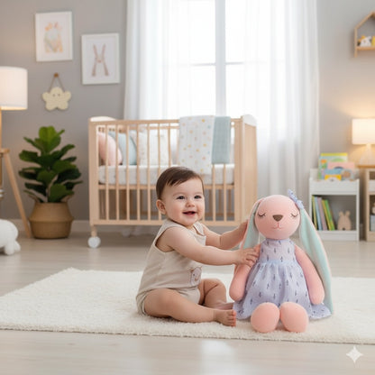 peluche lapin bleu repere rassurant doux