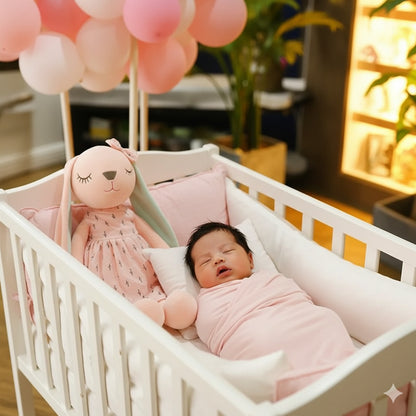 peluche lapin rose compagnon doux