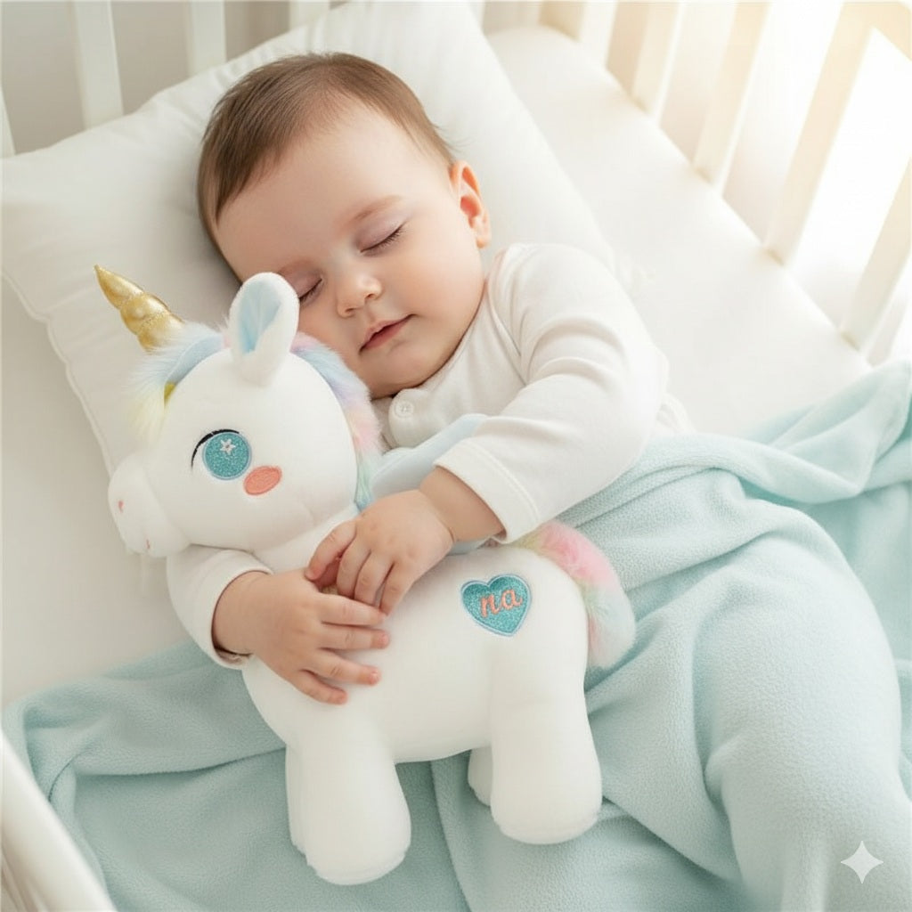 peluche licorne bleu compagnon de sommeil