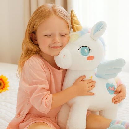 peluche licorne bleu douceur aimable paisible