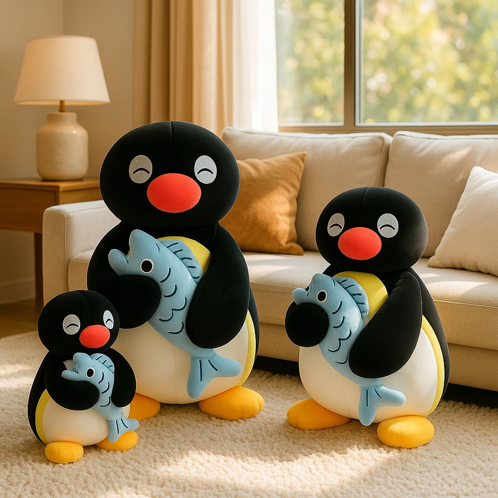 pingouin doudou avec poisson bien reconfortant
