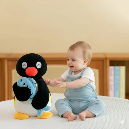 pingouin doudou avec poisson compagnon reconfortant
