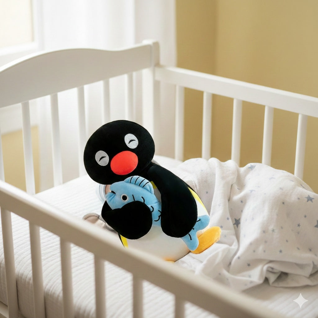 pingouin doudou avec poisson sommeil paisible