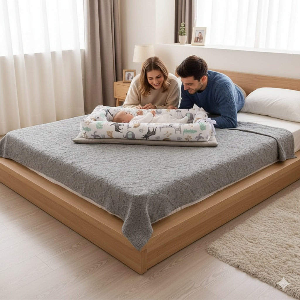 reducteur de lit bebe blanc dessin anime compagnon doux