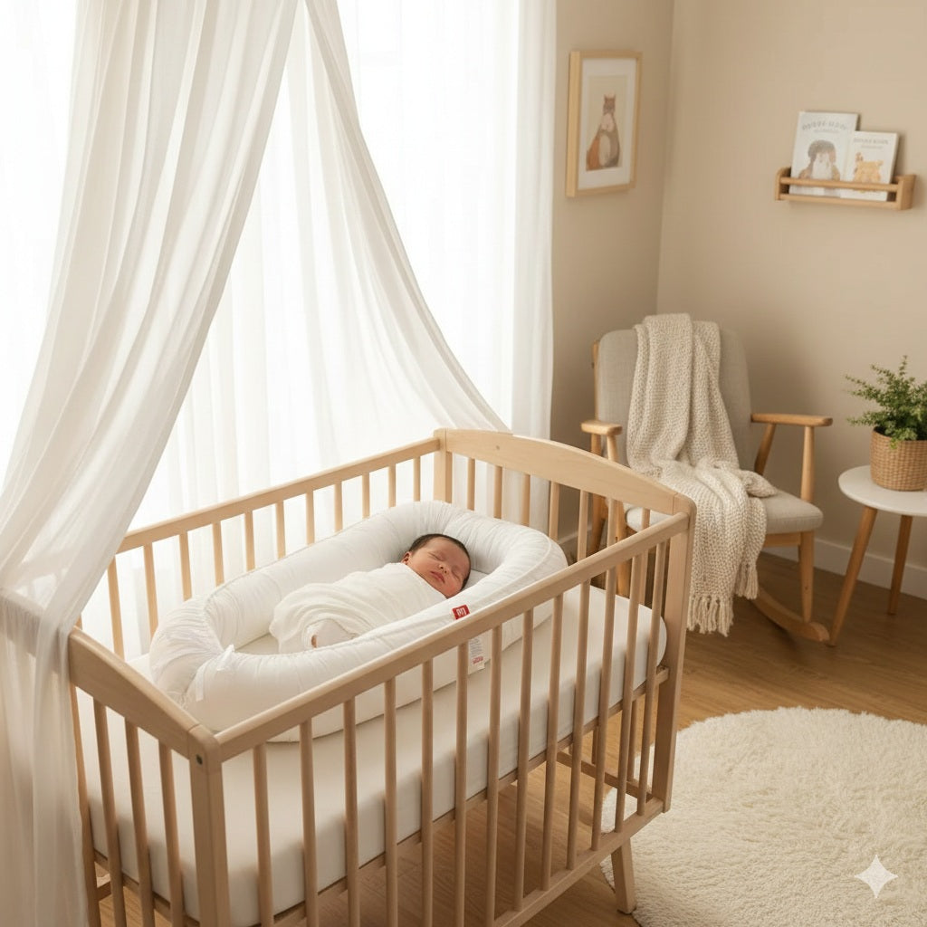 reducteur de lit bebe blanc sommeil paisible