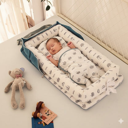 reducteur de lit bebe bleu couronne nid doux