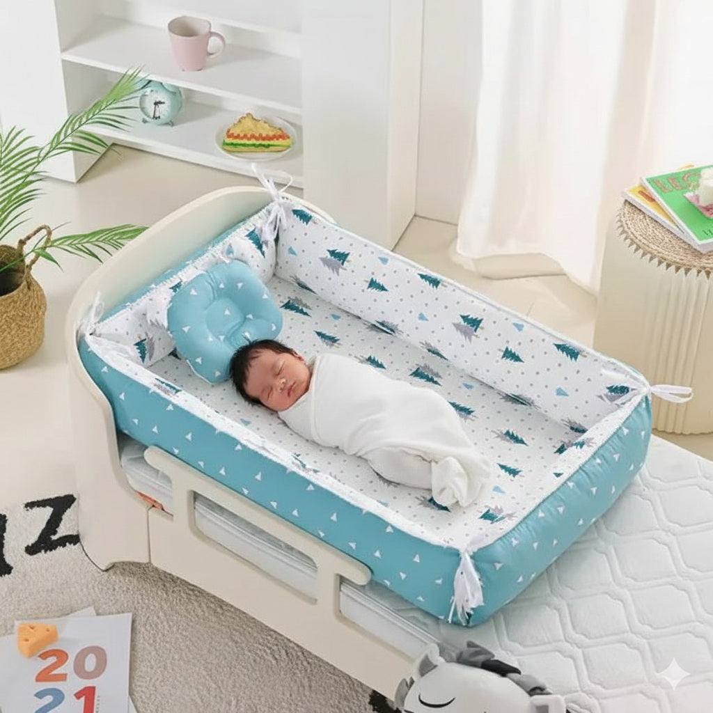 reducteur de lit bebe bleu sapin confortable