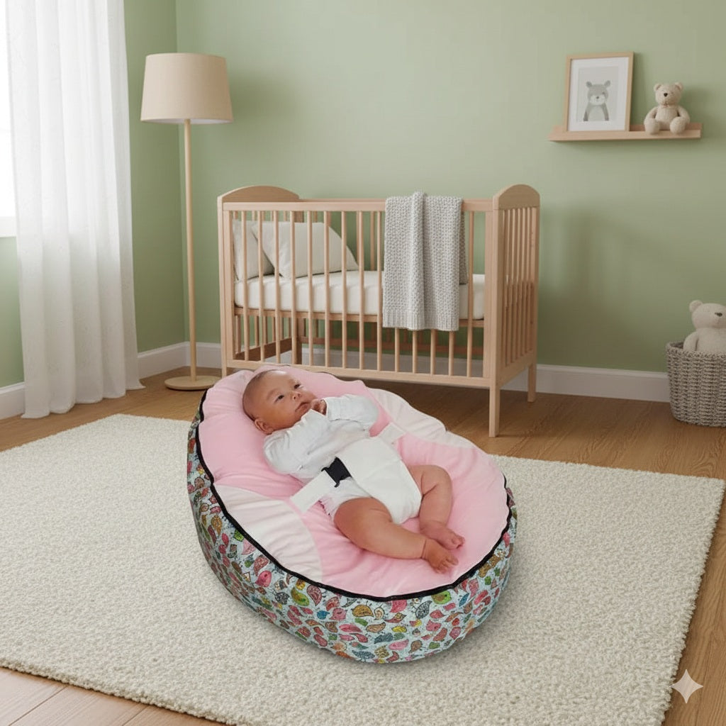 reducteur de lit bebe dessin anime rose clair doux confortable