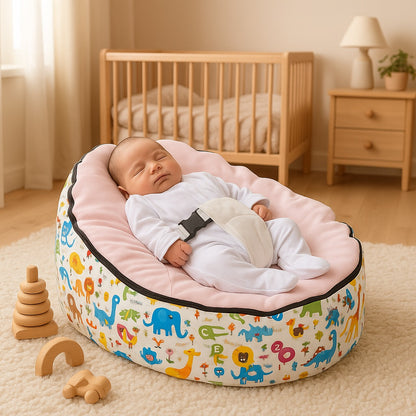 reducteur de lit bebe dessin anime rose clair enveloppant