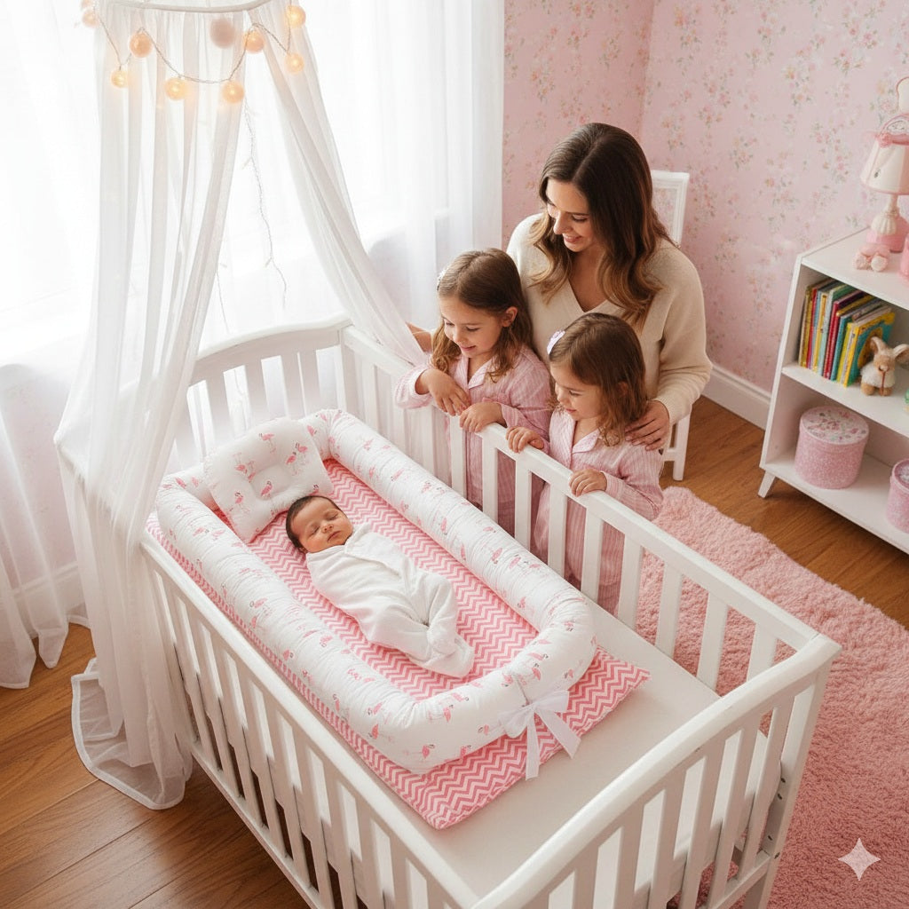 reducteur de lit bebe flamant rose protection douce