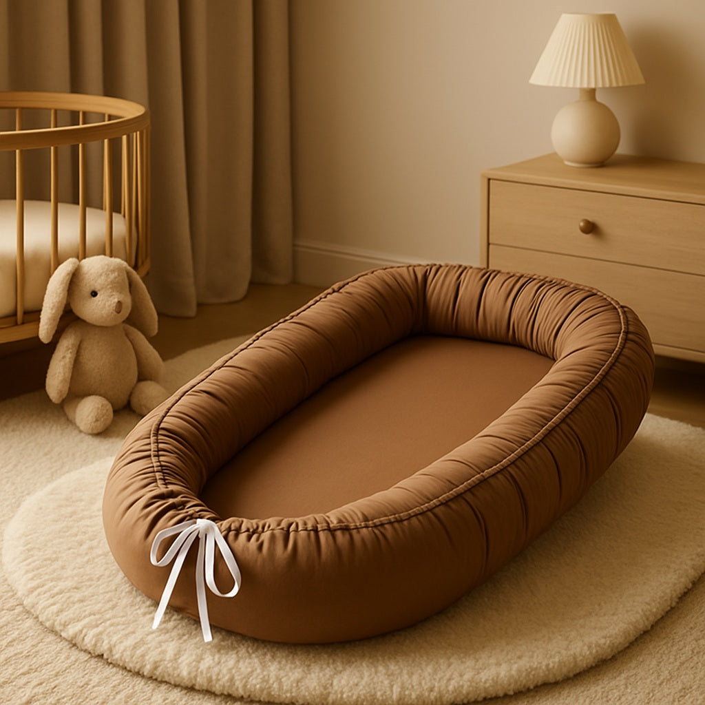 reducteur de lit bebe marron repere doux