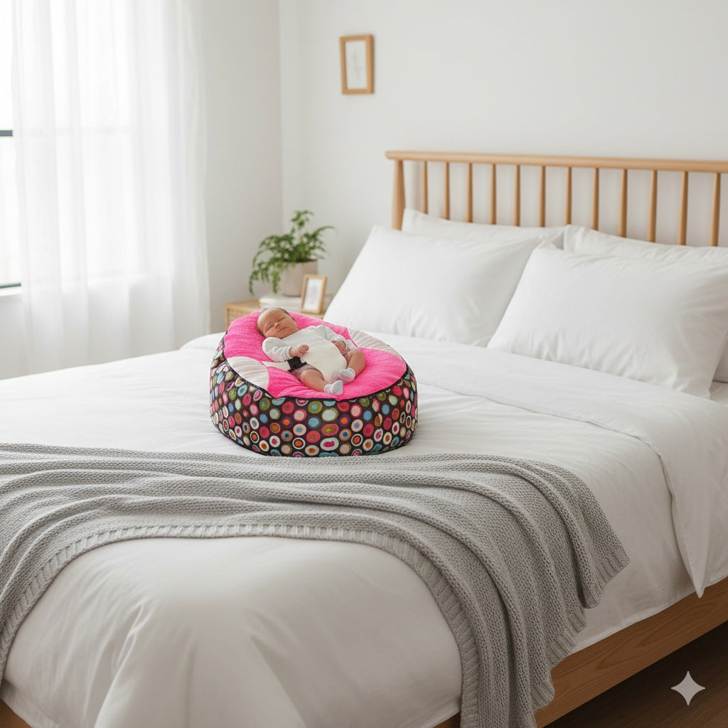 reducteur de lit bebe rondelle rose fonce doux confort