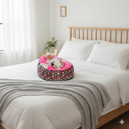 reducteur de lit bebe rondelle rose fonce doux confort