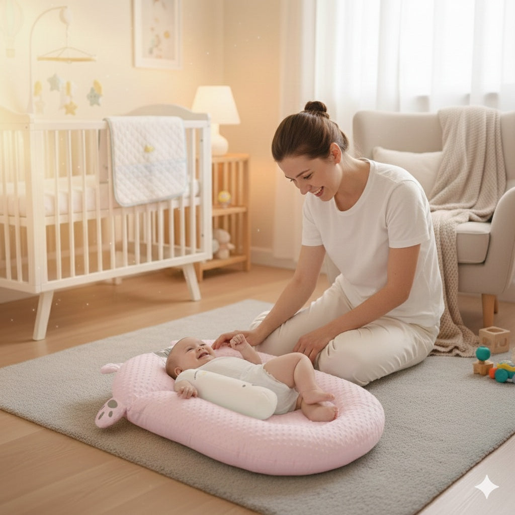 reducteur de lit bebe rose cocon confortable